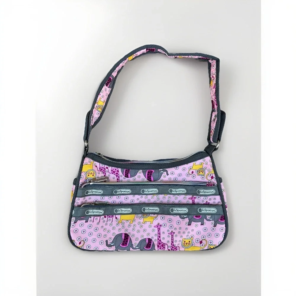 Lesportsac Tokidoki With Pink Jungle Animal Elephant Giraffe Classic Hobo Bag